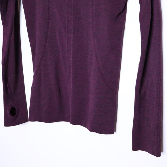 LULULEMON Swiftly Tech Long Sleeve Crew Plum Black Stretch Active Women's 6 - Picture 13 of 15